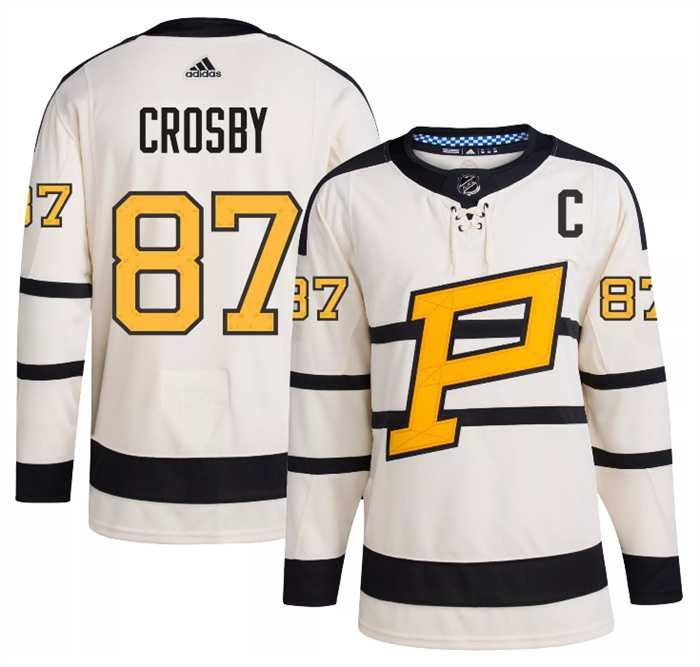 Men's Pittsburgh Penguins #87 Sidney Crosby Cream 2023 Winter Classic Stitched Jersey Dzhi